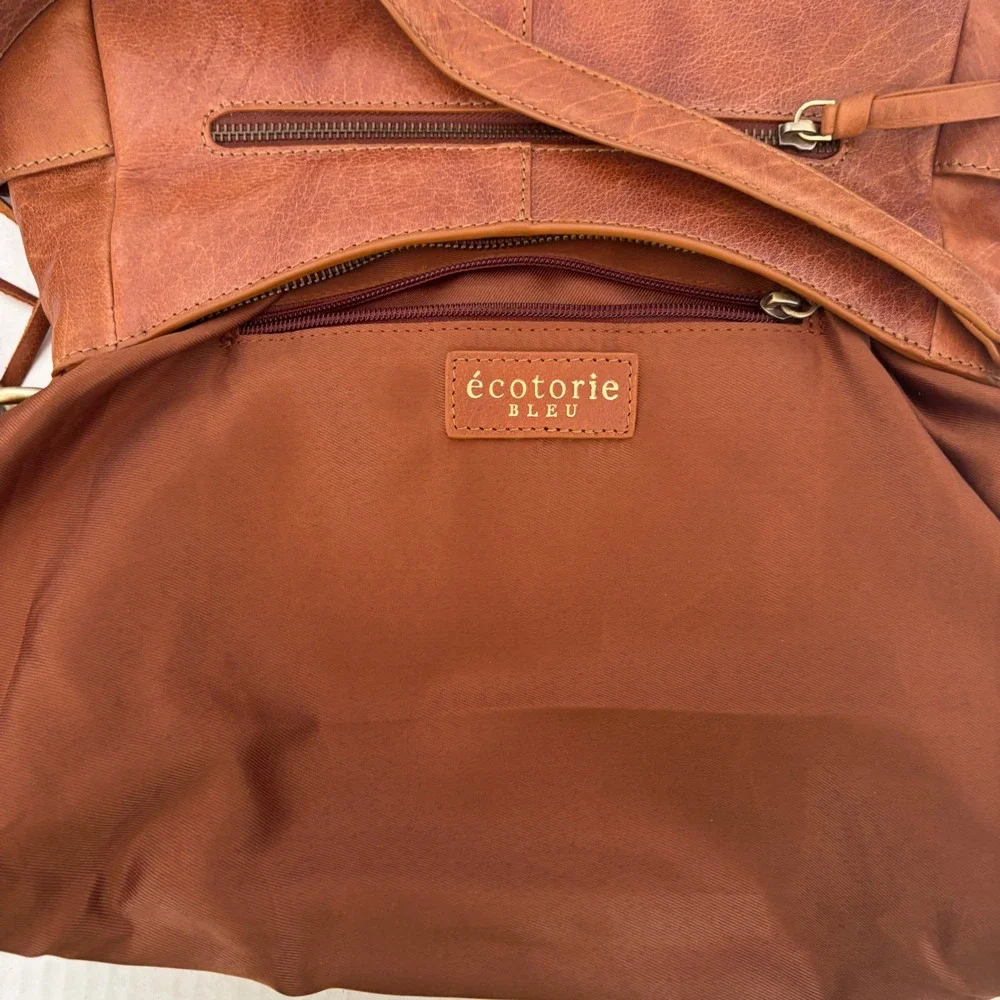 Écotorie‎ Bleu Leather Hobo Bag Women's Brown Tassel Shoulder Bag New